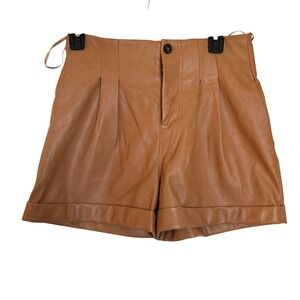 7 for All Mankind Pleated Faux‎ Leather Shorts High-Rise Women's Sz XS NWT